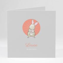 Faire-part de naissance Lapinou - Divers coloris - Format: Carré livret - Conception sur-mesure avec expertise - Faire-Part Élégant