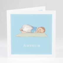 Faire-part de naissance Dessin bébé chic allongé - Divers coloris - Format: Carré livret - Conception sur-mesure avec expertise - Faire-Part Élégant