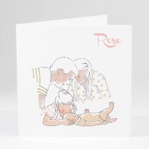 Faire-part de naissance Câlin parents - Divers coloris - Format: Carré livret - Conception sur-mesure avec expertise - Faire-Part Élégant