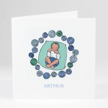 Faire-part de naissance Bébé lampions Garçon - Divers coloris - Format: Carré livret - Conception sur-mesure avec expertise - Faire-Part Élégant