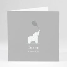 Faire-part de naissance Eléphant joueur - Divers coloris - Format: Carré livret - Conception sur-mesure avec expertise - Faire-Part Élégant