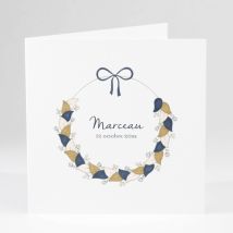 Faire-part de naissance Couronne de fleurs - Divers coloris - Format: Carré livret - Conception sur-mesure avec expertise - Faire-Part Élégant