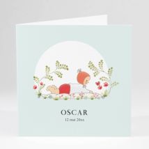 Faire-part de naissance Ambiance printanière garçon - Divers coloris - Format: Carré livret - Conception sur-mesure avec expertise - Faire-Part