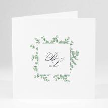 Faire-part de mariage Couronne eucalyptus - Divers coloris - Format: Carré livret - Conception sur-mesure avec expertise - Faire-Part Élégant