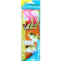 Sure Catch Ultra One Touch 6 Hook Sabiki Sea Rig - Green White Pink Tinsel