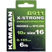 Kamasan B911 X-Strong Barbless Spade End Hooks To Nylon - Size 14 - 7Lb
