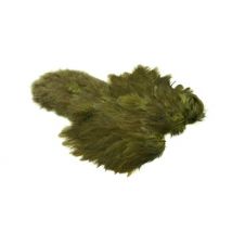 Whiting Brahma Hen Soft Hackle Chickabou Mottled Grey dyed Dark Olive - Mottled Grey dyed Dark Olive