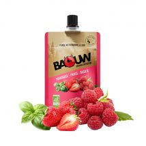 Baouw - Compotes Énergétiques Bio 90g - Aliment Goût Framboise Fraise Basilic - Fitadium