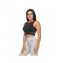 Parte Superior Sem Costuras Com Nervuras L Melange Preta - Camisolas Interiores Para Senhora