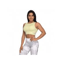 Rib Naadloze Top Geelgroen Gemêleerd L - Damestanktops