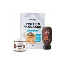 Breakfast Pack - Pannenkoeken + Proteïne Crème + Zero Siroop Caramel Chocolat Blanc Nature - Eiwitpannenkoeken