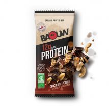Baouw - Barre Protéinée Bio 50g - Aliment Goût Chocolat Cacahuète - Fitadium