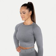 Manga Larga Sin Costuras Gris Melange M - Manga Larga Para Mujer