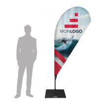Drapeau publicitaire goutte 2.10m - Imprimé en France - Fulfiller.com