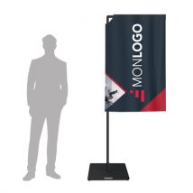 Drapeau publicitaire rectangulaire 2m - imprimé en France - Fulfiller.com