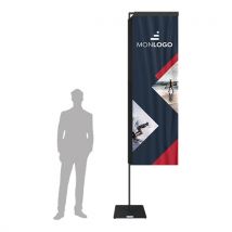 Beachflag publicitaire rectangulaire 3m - imprimé France - Fulfiller.com
