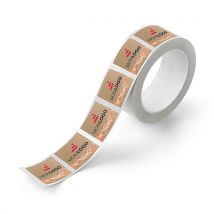 500 Etiquettes en rouleaux papier Kraft - 3 x 3 cm - Fulfiller.com