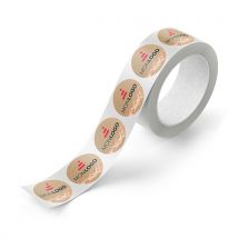 500 Etiquettes en rouleaux rondes papier Kraft - 3 x 3 cm - Fulfiller.com