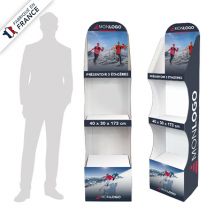 Présentoir avec fronton 3 étagères carton personnalisé - 40 x 30 x 173 cm - Fulfiller.com