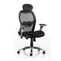 Sanderson Fabric Headrest Office Chair In Black With Arm