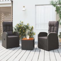 Abia Solid Wood 3 Piece Garden Lounge Set In Black Poly Rattan