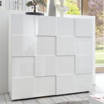 Aleta High Gloss Highboard With 2 Doors In White