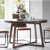 Bahia Wooden Round Dining Table In Brown