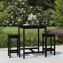 Bangor Solid Wood Pine 3 Piece Garden Bar Set In Black
