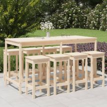 Bangor Solid Wood Pine 9 Piece Garden Bar Set In Brown