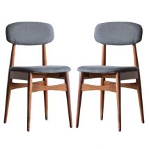 Barcela Dark Wooden Dining Chairs With Grey Seat In A Pair