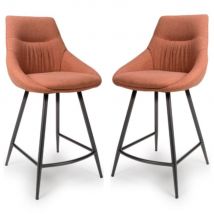 Buxton Brick Fabric Counter Bar Chairs In Pair