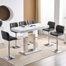 Caprice Large Filo Effect Gloss Bar Table 6 Candid Grey Stools