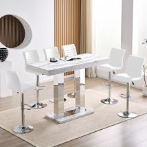 Caprice Large Filo Effect Gloss Bar Table 6 Ripple White Stools