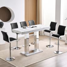 Caprice Large Filo Effect Gloss Bar Table 6 Ritz Black White Stools