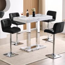 Caprice Small Filo Effect Gloss Bar Table 4 Candid Black Stools