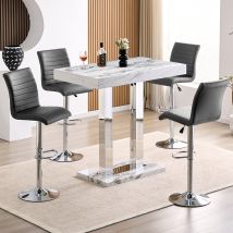 Caprice Small Filo Effect Gloss Bar Table 4 Ripple Grey Stools