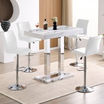 Caprice Small Filo Effect Gloss Bar Table 4 Ripple White Stools