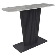 Castle Ceramic Console Table With Grey Wooden Base In Light Grey