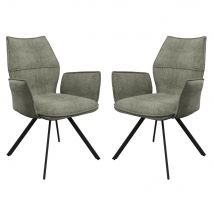 Comstock Green Fabric Dining Armchairs In Pair