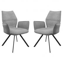 Comstock Grey Fabric Dining Armchairs In Pair