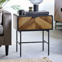 Decatur Wooden Lamp Table With 1 Drawer - Light Brown And Black