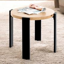 Eufaula Wooden End Table With Black Metal Frame In Oak