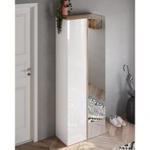 Flint Tall High Gloss Shoe Cabinet 2 Doors In White Cadiz Oak