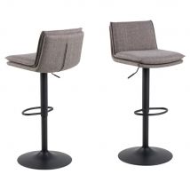Flynt Light Grey Fabric Bar Chairs With Black Base In Pair