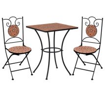 Gino Ceramic Tile Top Bistro Set Square In Terracotta