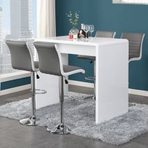 Glacier White High Gloss Bar Table 4 Ritz Grey White Stools