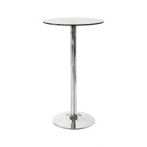 Alford Glass Bar Table In Clear With Chrome Base
