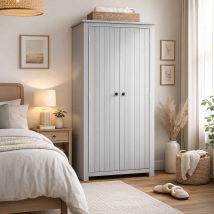Havanan Wooden Wardrobe With 2 Doors - Grey