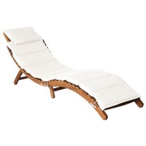 Kilmer Solid Wood Sun Lounger With Cream Cushions