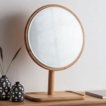 Kinghamia Round Dressing Mirror With Wooden Stand In Oak